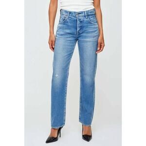 Moussy Vintage Nichols Mid Rise Straight Jeans in Light Blue 26